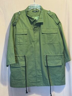 boohoo Olive Green Jacket with Drawcord